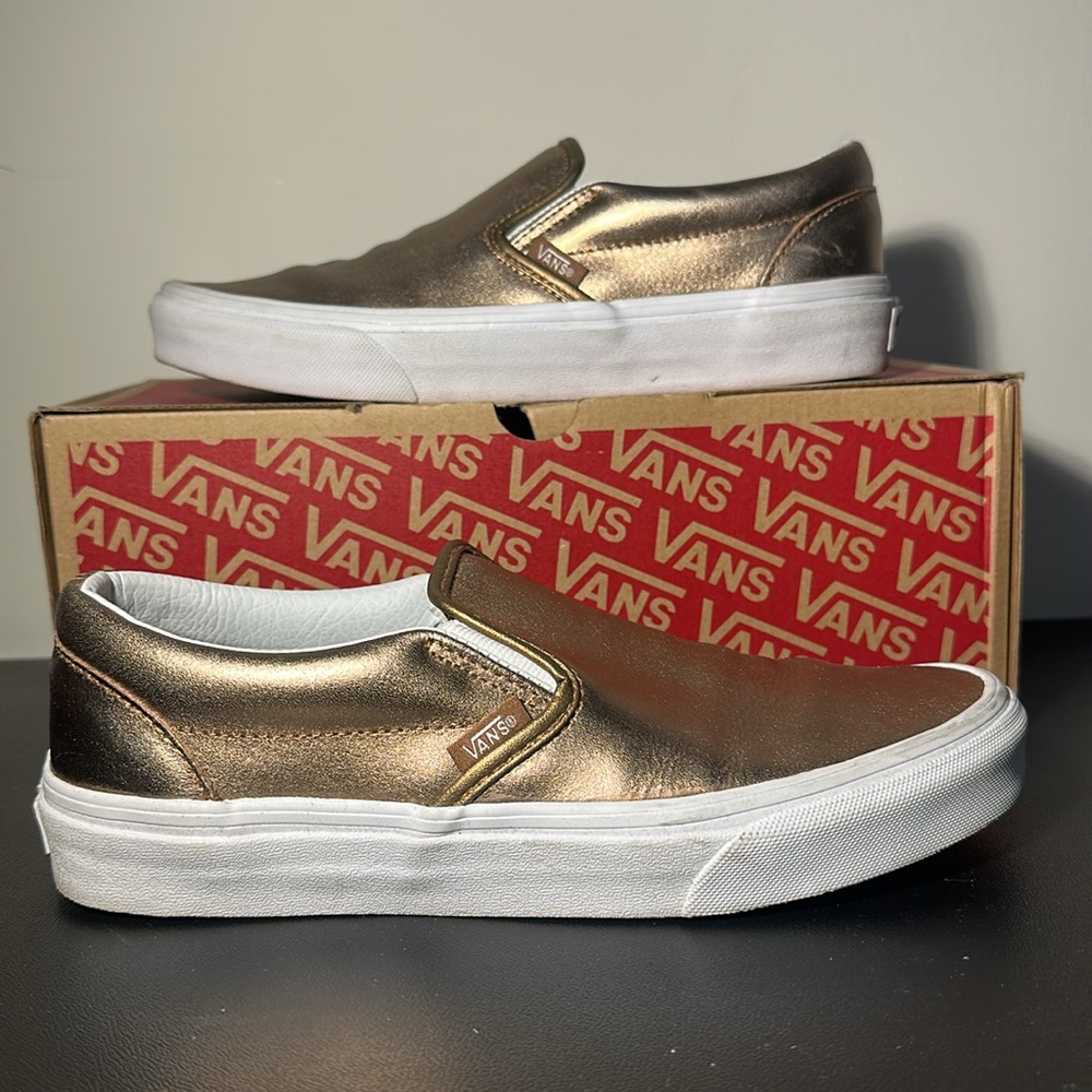 Vans Metallic Gold Slip-On Sneakers